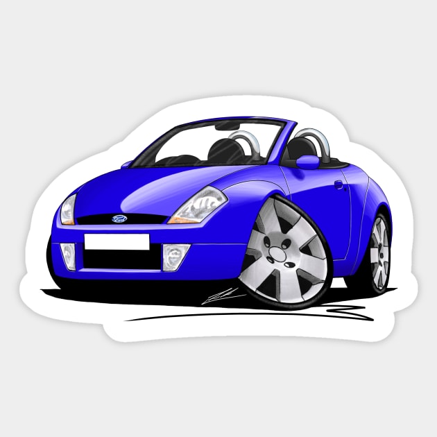 Ford StreetKa Blue Caricature Car Art Sticker by y30man5